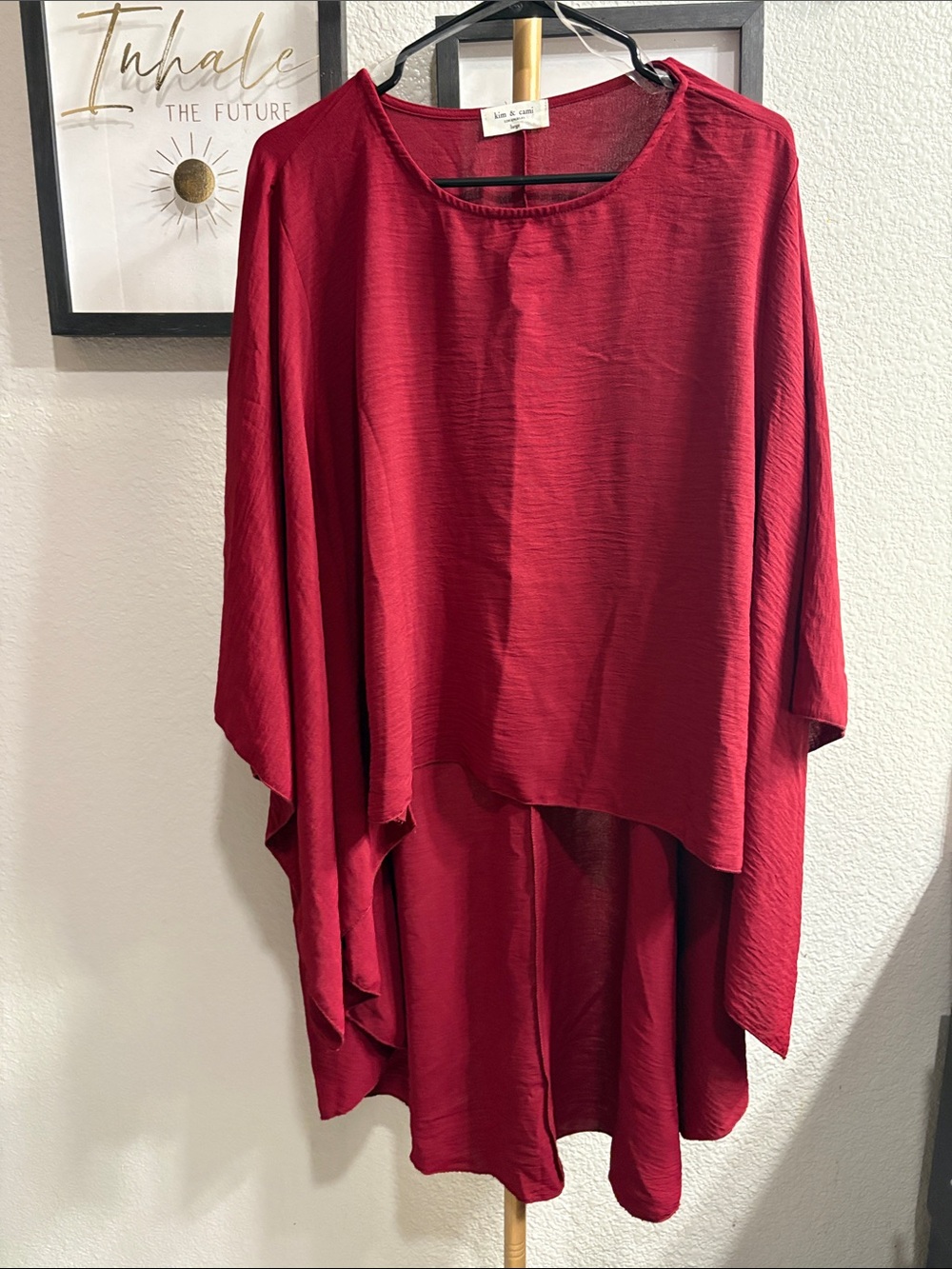 Kim & Cami Women's Red Flowing Layered Blouse